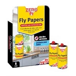  ZERO IN FLY PAPERS - PACK OF 8 Image 1
